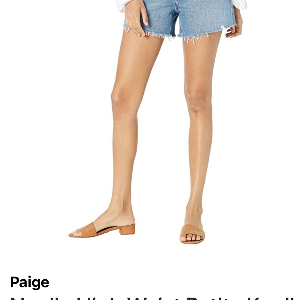 PAIGE Noella High Rise Light Blue Frayed Denim Shorts 26